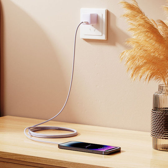 Yesido Braided USB 2.0 Cable USB-C male - USB-C 60W Λευκό 2m