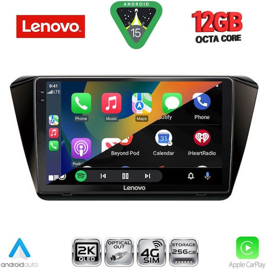 Lenovo Ηχοσύστημα Αυτοκινήτου για Skoda Superb 2015-2023 με Clima (Bluetooth/USB/WiFi/GPS/Apple-Carplay/Android-Auto) με Οθόνη Αφής 10"
