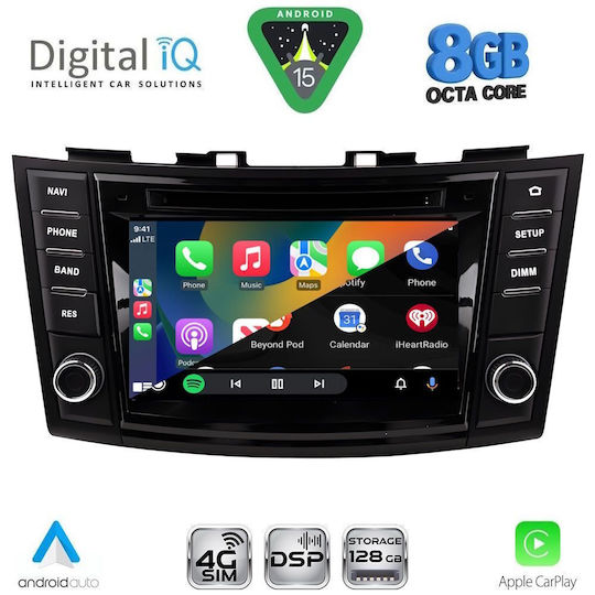Digital IQ Ηχοσύστημα Αυτοκινήτου για Suzuki Swift 2011-2016 (Bluetooth/USB/WiFi/GPS/Apple-Carplay/Android-Auto) με Οθόνη Αφής 7"