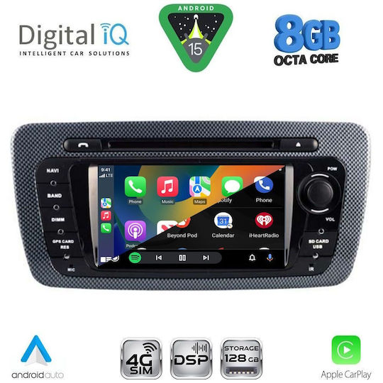 Digital IQ Car Audio System for Seat Ibiza 2008-2015 (Bluetooth/USB/WiFi/GPS/Apple CarPlay/Android Auto) with 7" Touch Screen