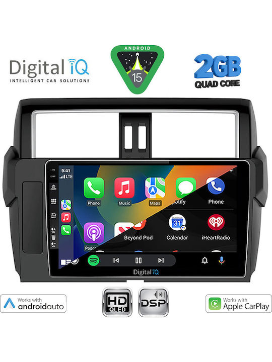 Digital IQ Auto-Audiosystem für Toyota Prado 2014-2017 Bluetooth USB Eingebautes Wi-Fi GPS Apple CarPlay Android Auto mit 10 Zoll Touchscreen
