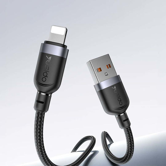 Yesido Braided USB-A to Lightning Cable 12W Μαύρο 3m