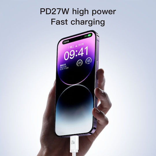 Yesido Braided USB-C to Lightning Cable 27W Λευκό 2m