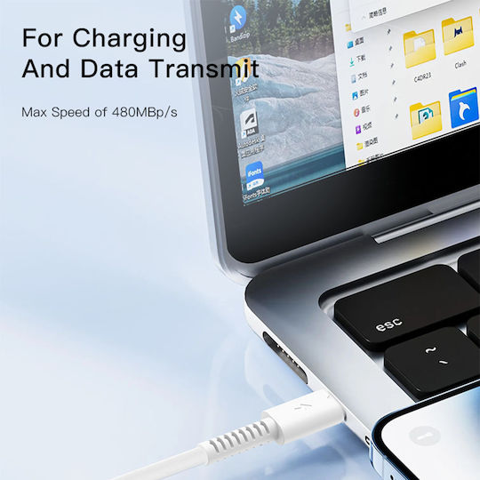Yesido USB-C to Lightning Cable 20W Λευκό 1m