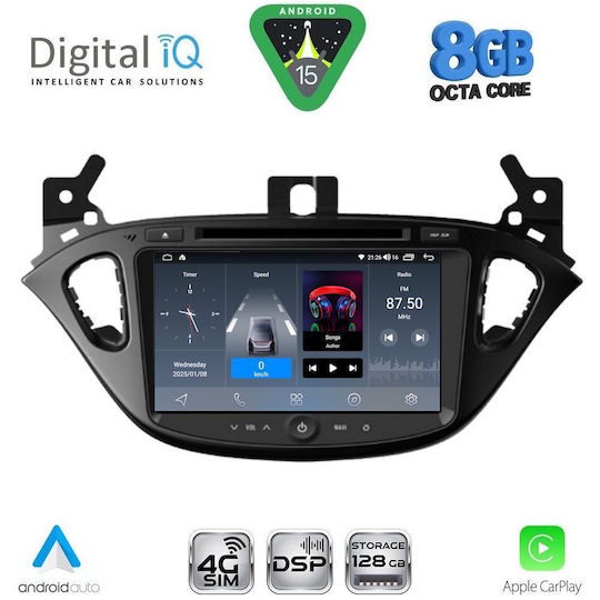 Digital IQ Car Audio System for Opel Adam / Corsa 2014-2021 (Bluetooth/USB/WiFi/GPS/Apple CarPlay/Android Auto) with 8" Touch Screen