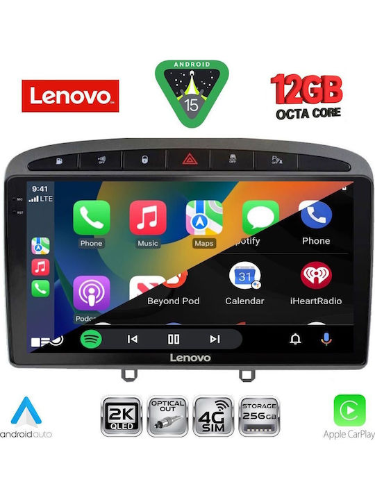 Lenovo Car Audio System for Peugeot 308 / RCZ 2007-2012 Bluetooth USB WiFi GPS Apple CarPlay Android Auto with 9" Touch Screen