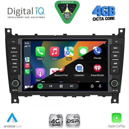 Digital IQ Car Audio System for Mercedes-Benz C Class / CLK Class 2004-2008 (Bluetooth/USB/WiFi/GPS/Apple CarPlay/Android Auto) with 8" Touch Screen