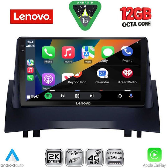 Lenovo Car Audio System for Renault Megane 2002-2008 Bluetooth USB WiFi GPS Apple CarPlay Android Auto with 9" Touch Screen
