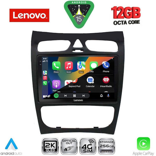 Lenovo Car Audio System for Mercedes-Benz CLK Class 2000-2004 Bluetooth USB WiFi GPS Apple CarPlay Android Auto with 9" Touch Screen