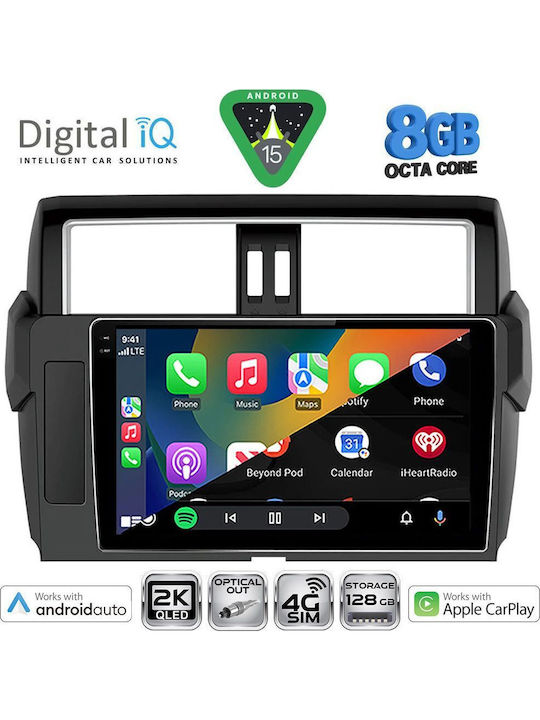 Digital IQ Auto-Audiosystem für Toyota Prado 2014-2017 Bluetooth USB Eingebautes Wi-Fi GPS Apple CarPlay Android Auto mit 10 Zoll Touchscreen