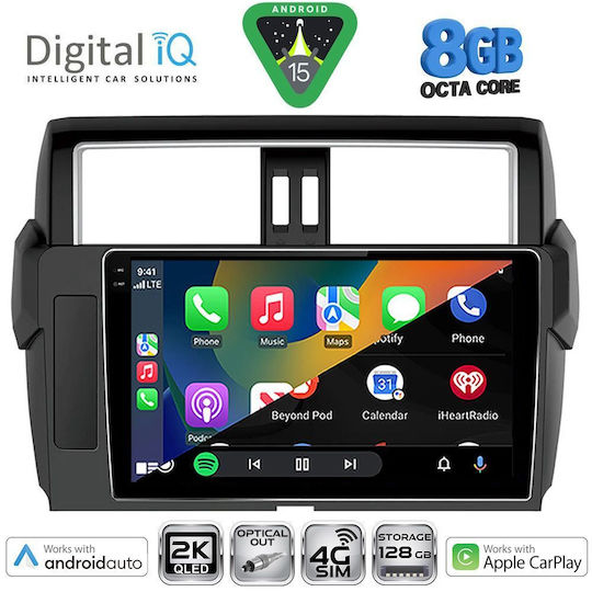 Digital IQ Car Audio System for Toyota Prado 2014-2017 (Bluetooth/USB/WiFi/GPS/Apple CarPlay/Android Auto) with 10" Touch Screen