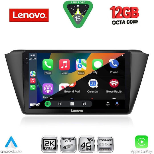 Lenovo Car Audio System for Skoda Fabia 2015-2022 with Clima Bluetooth USB WiFi GPS Apple CarPlay Android Auto with 9" Touch Screen