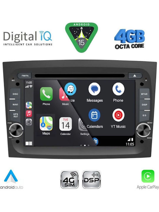 Digital IQ Car Audio System for Fiat Doblo 2015-2022 Bluetooth USB WiFi GPS Apple CarPlay Android Auto with 7" Touch Screen