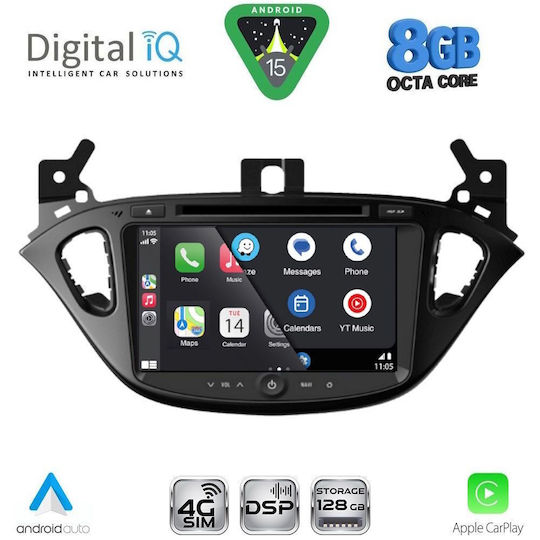 Digital IQ Car Audio System for Opel Adam / Corsa 2014-2021 Bluetooth USB WiFi GPS Apple CarPlay Android Auto with 8" Touch Screen