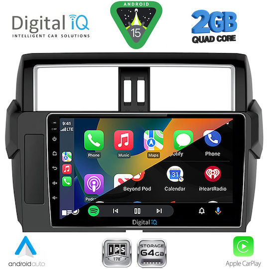 Digital IQ Ηχοσύστημα Αυτοκινήτου για Toyota Prado 2014-2017 (Bluetooth/USB/WiFi/GPS/Apple-Carplay/Android-Auto) με Οθόνη Αφής 10"