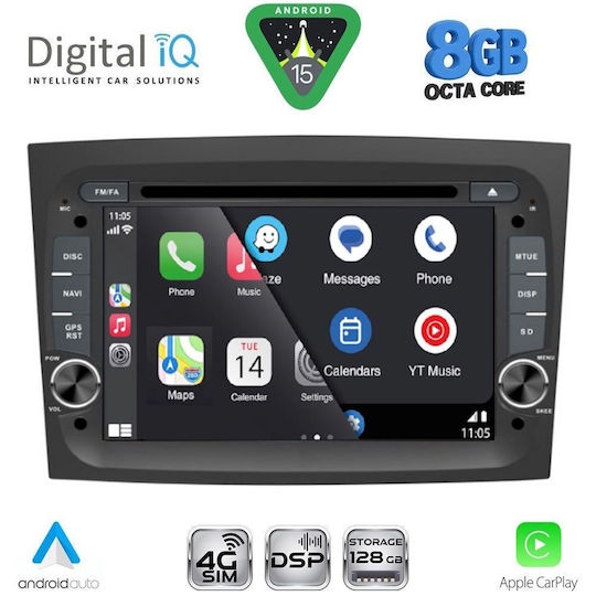 Digital IQ Car Audio System for Fiat Doblo 2015-2022 Bluetooth USB WiFi GPS Apple CarPlay Android Auto with 7" Touch Screen