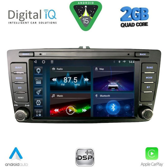 Digital IQ Ηχοσύστημα Αυτοκινήτου για Peugeot 207 Skoda Octavia 2005-2012 με Clima (Bluetooth/USB/WiFi/GPS/Apple-Carplay/Android-Auto)