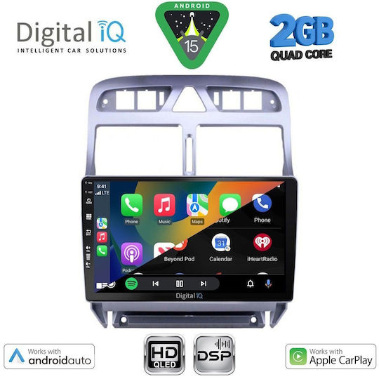 Digital IQ Car Audio System for Peugeot 307 2001-2008 Bluetooth USB WiFi GPS Apple CarPlay Android Auto with 9" Touch Screen