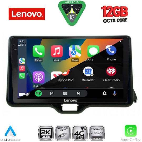 Lenovo Ηχοσύστημα Αυτοκινήτου για Toyota Yaris Mazda 2 2023-2026 (Bluetooth/USB/WiFi/GPS/Apple-Carplay/Android-Auto) με Οθόνη Αφής 10"