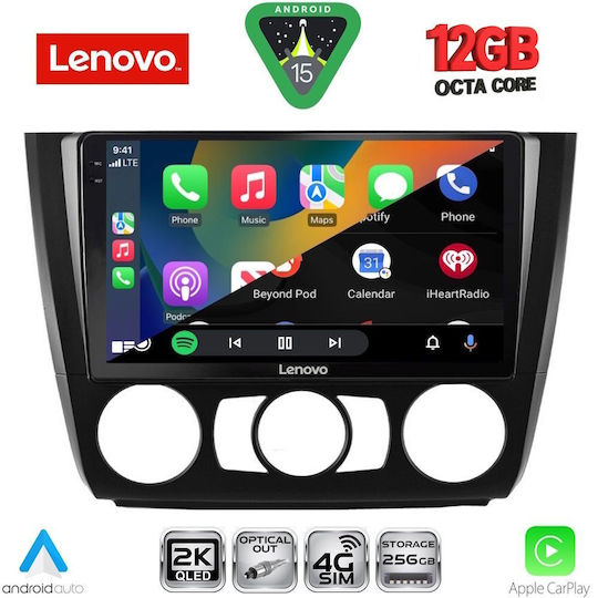 Lenovo Car Audio System for BMW Series 1 2004-2013 with A/C Bluetooth USB WiFi GPS Apple CarPlay Android Auto with 9" Touch Screen