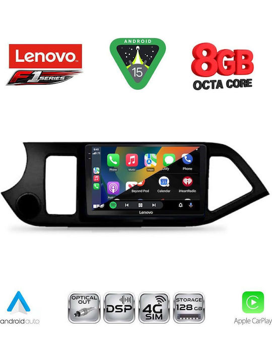 Lenovo Car Audio System for Kia Picanto 2011-2017 (Bluetooth/USB/WiFi/GPS/Apple CarPlay/Android Auto) with 9" Touch Screen