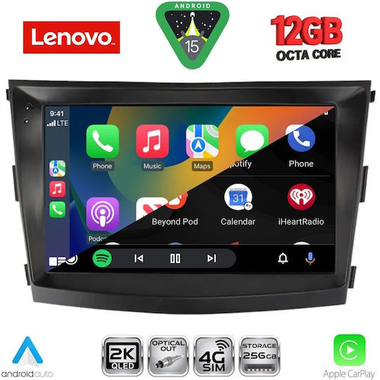 Lenovo Car Audio System for SsangYong Tivoli 2016-2024 Bluetooth USB Wi-Fi GPS Apple CarPlay Android Auto with 9-Inch Touch Screen LENOVO SSZ 12658 CPA