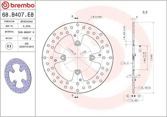 Brembo Δισκόπλακα για Ducati 1098