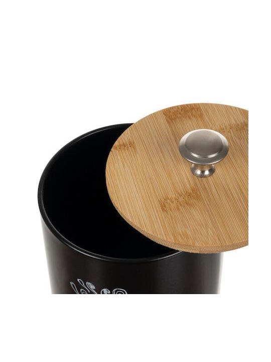 Set 4 Bucăți Vaze pentru Cafea / Zahăr / Paste / Cereale cu Capac Metalic Negru 11x11x17cm 4 Bucăți
