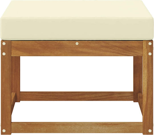 Wooden Cube Garden Stool with Cushion Natural 59x59x37cm