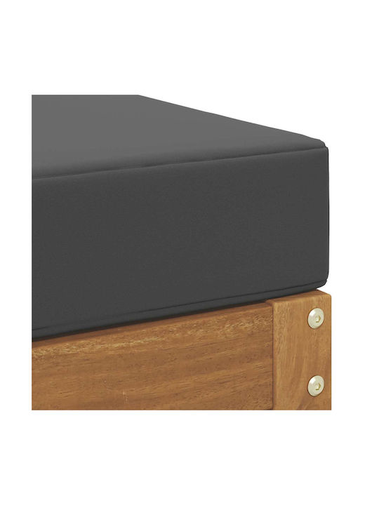 Wooden Cube Garden Stool with Cushion Natural 59x59x37cm