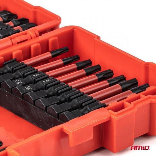 Amio Set Sockets & Ratchet Bits 25/50mm Heavy Duty Case Fixed Tool Placement & Everyday Use 36 Pieces 04782/am Amio 04782/am