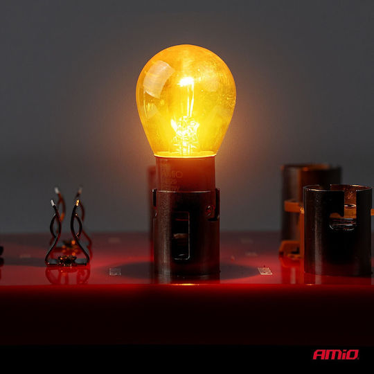 AMiO Λάμπες Αυτοκινήτου PY21W-BAU15s Αλογόνου Λευκό 12V 21W 2τμχ