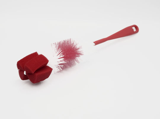 Haushaltsreinigungsbürste Flaschen Doppelter Handgriff 32cm Rote Weiße