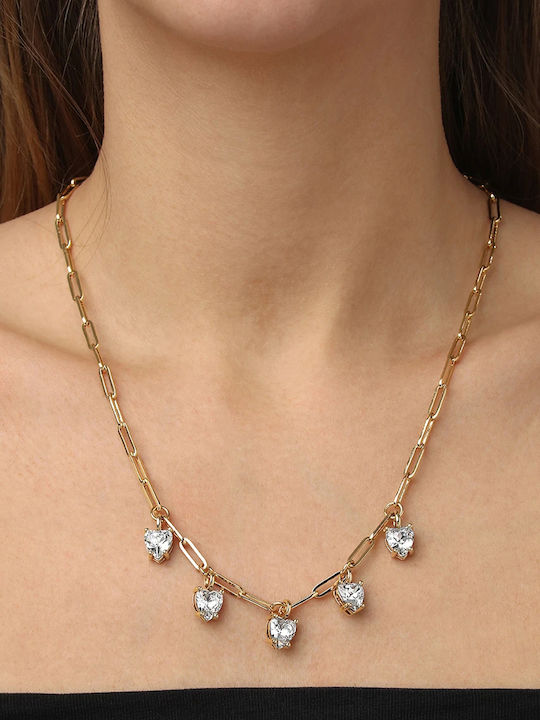 Dyrberg/Kern Heart Design Necklace in Gold Plated Steel