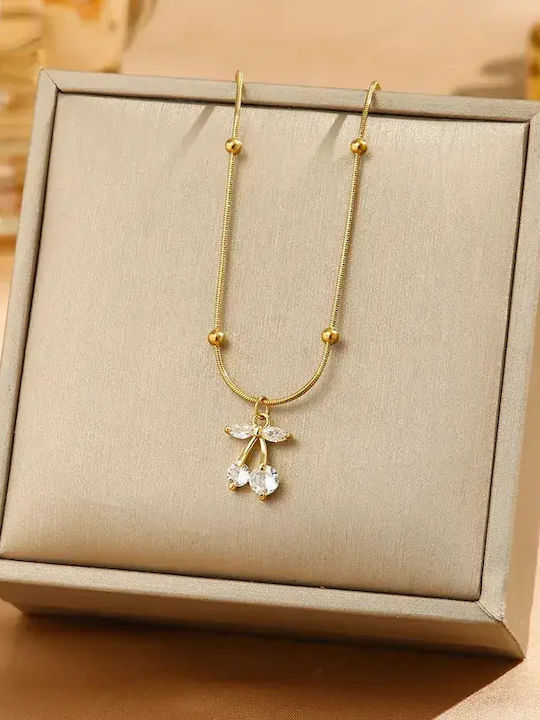 Κολιέ Strass Cherry Ιδιαίτερη Αλυσίδα Χρυσό Κολιέ Strass Cherry Ιδιαίτερη Αλυσίδα Χρυσό