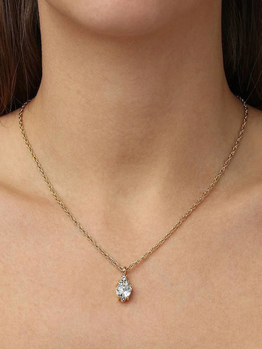 Dyrberg/Kern Heart Design Necklace in Gold Plated Steel