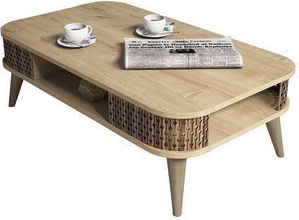 Rectangular Central Wooden Coffee Table Natural W105xD60xH34.6cm
