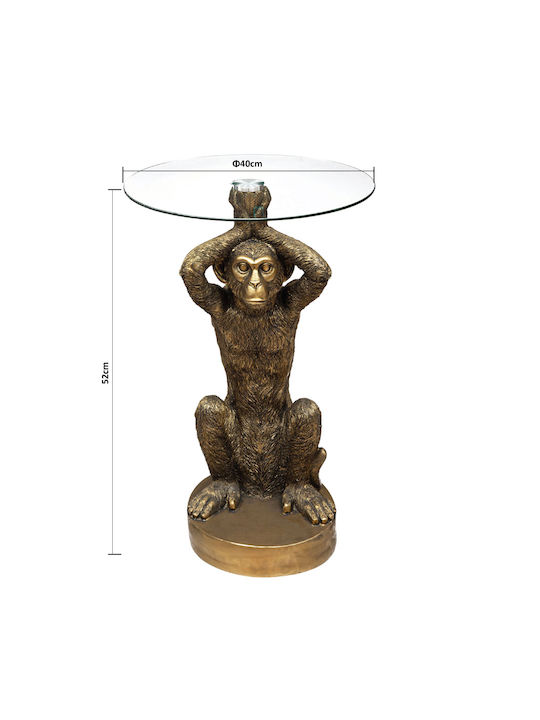 Round Side Table Glass Gold M40xL40xH52cm