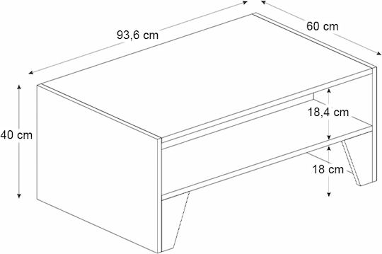 Rechteckiger Zentraler Kaffeetisch Chester Holz Anthrazit - Nussbaum M93,6xL60xH40cm