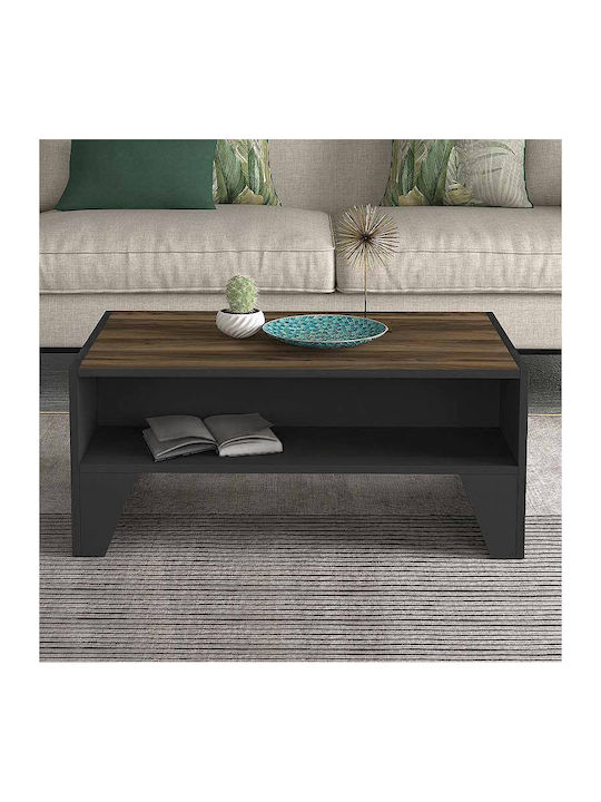 Rechteckiger Zentraler Kaffeetisch Chester Holz Anthrazit - Nussbaum M93,6xL60xH40cm