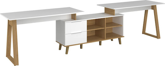 Schreibtisch Neptune mit Bücherregal 316x60x77cm Sonoma - White 3pcs Schreibtisch Neptune mit Bücherregal 316x60x77cm Sonoma - White 3pcs