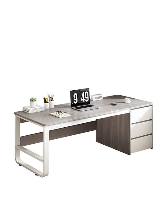 Desk Salto Wooden Grey-white with Metal Legs 120x48x74cm