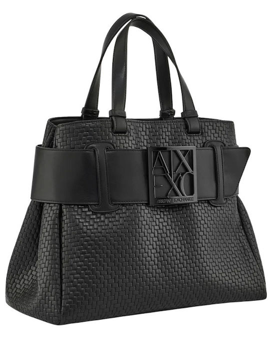 Armani Exchange Geantă de Mână de Damă din Material Textil Neagră Armani Exchange Geantă de Mână de Damă din Material Textil Neagră