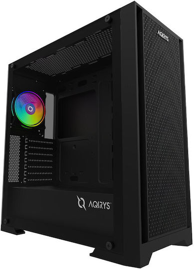 Aqirys Avior Gaming Midi Tower Κουτί Υπολογιστή με Πλαϊνό Παράθυρο και ARGB Φωτισμό Μαύρο