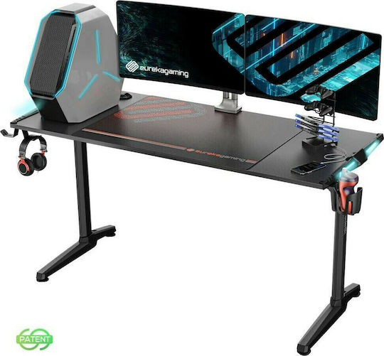 Γραφείο Gaming I55 με LED 148.2x60x79.5εκ. Black