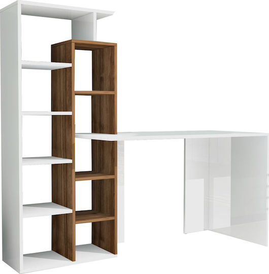 Γραφείο Primo με Βιβλιοθήκη 150x60x148εκ. Λευκό / Καρυδί Γραφείο Primo με Βιβλιοθήκη 150x60x148εκ. Λευκό / Καρυδί