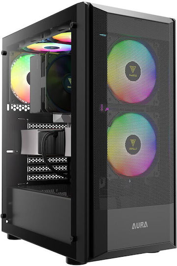 Gamdias Aura GC6 aRGB Gaming Midi Tower Computer Case with Side Window Black