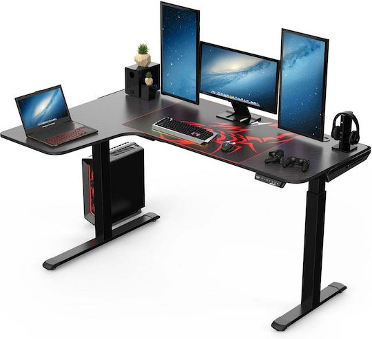 Ηλεκτρικό Γραφείο Gaming ERK-EGD-L60L-B-US με Ρυθμιζόμενο Ύψος & LED 120x68x75εκ. Μαύρο