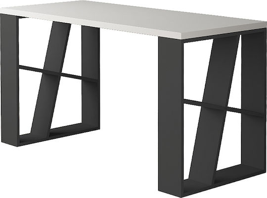 Γραφείο Silman με Βιβλιοθήκη 137x60x75εκ. Λευκό / Ανθρακί