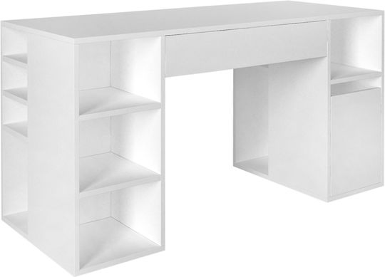 Γραφείο Pontus με Βιβλιοθήκη 145x60x74.4εκ. Λευκό
